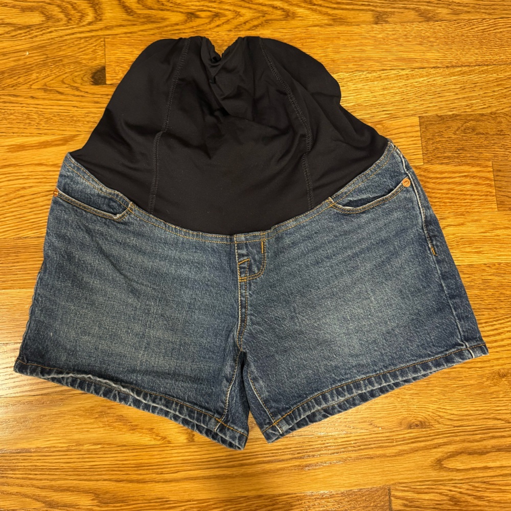 Maternity Midi Short, Medium Wash w. Belly Band